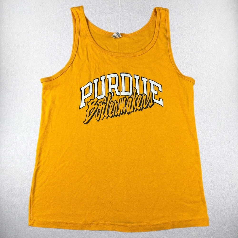 Vintage Champion Purdue Boilermakers Tank Top Shirt Mens Large Gold 80s